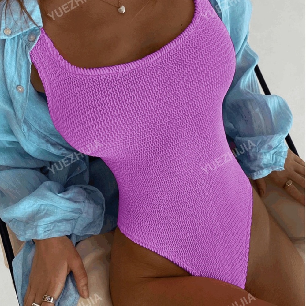 Brand New One-Piece Ribbed Purple Swimsuit